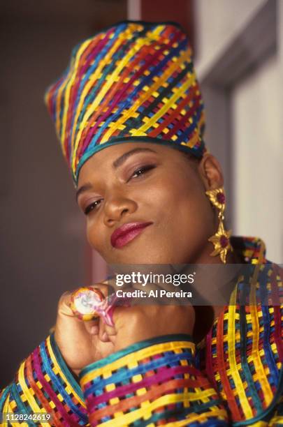 Queen Latifah appears in a portrait taken backstage during Queen Latifah's video shoot for "Fly Girl" on June 28, 1991 in New York City. .