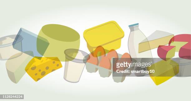 supermarket dairy products - saturated fat stock illustrations