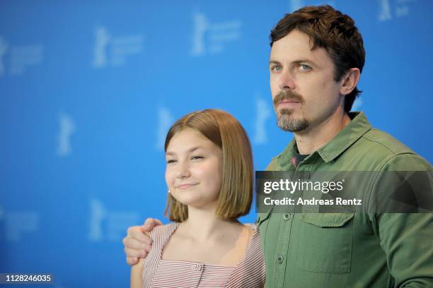 Anna Pniowsky and Casey Affleck pose at the "Light Of My Life" photocall during the 69th Berlinale International Film Festival Berlin at Grand Hyatt...