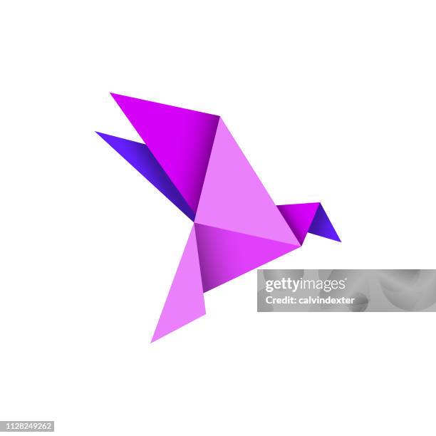 origami-vogel-design - papierkranich stock-grafiken, -clipart, -cartoons und -symbole