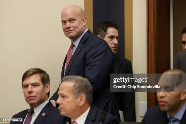 Acting U.S. Attorney General Matthew Whitaker arrives before testifying to the House Judiciary Committee in the Rayburn House Office Building on...