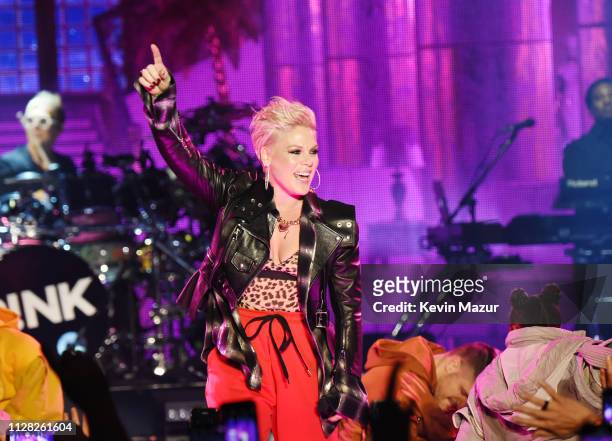 Nk performs onstage during Citi Sound Vault Presents Pink at Hollywood Palladium on February 07, 2019 in Los Angeles, California.