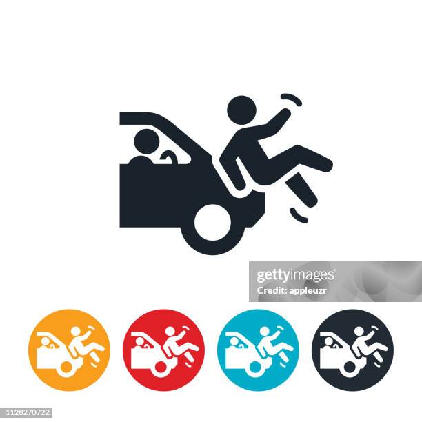 car and pedestrian accident icon - pedestrian stock illustrations