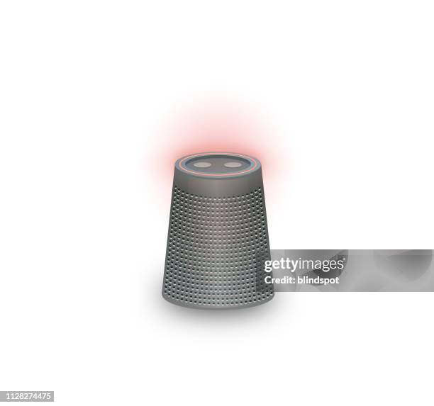virtual assistant / smart speaker - using smart speaker stock illustrations