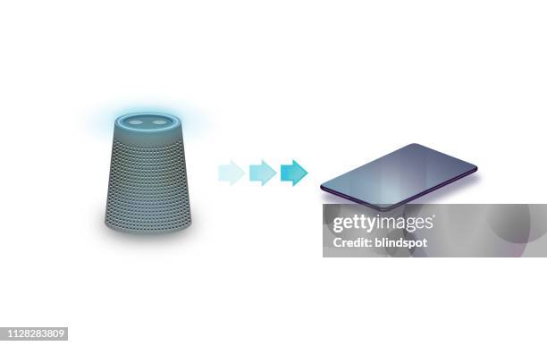 virtual assistant / music speaker - using smart speaker stock illustrations