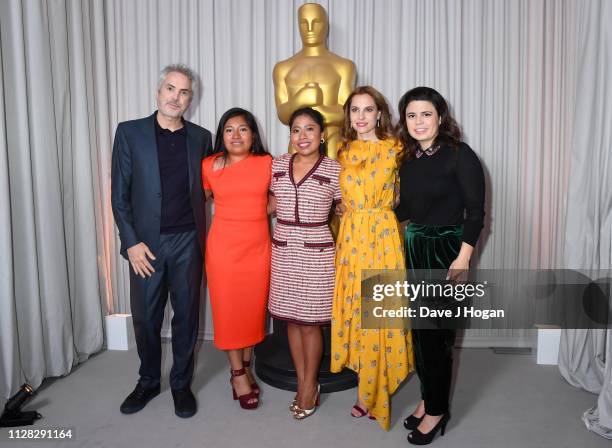 Alfonso Cuaron, Nancy Garcia Garcia, Yalitza Aparicio, Marina de Tavira and Gabriela Rodriguez attend the 91st Oscars Nominee Champagne Tea Reception...