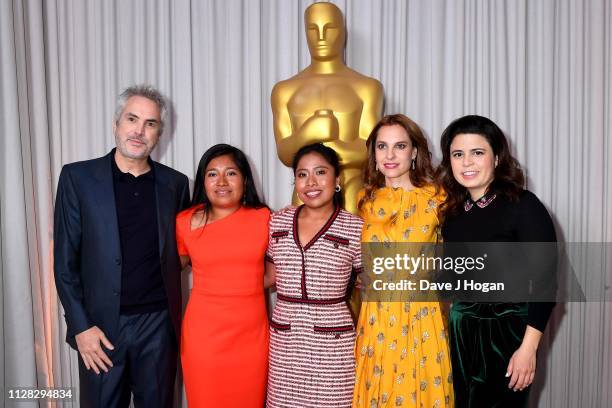 Alfonso Cuaron, Nancy Garcia Garcia, Yalitza Aparicio, Marina de Tavira and Gabriela Rodriguez attend the 91st Oscars Nominee Champagne Tea Reception...