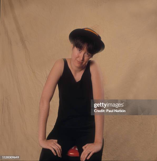Portrait of American Folk musician Michelle Shocked as she poses backstage during the Farm Aid benefit concert, Irving, Texas, March 14, 1992.
