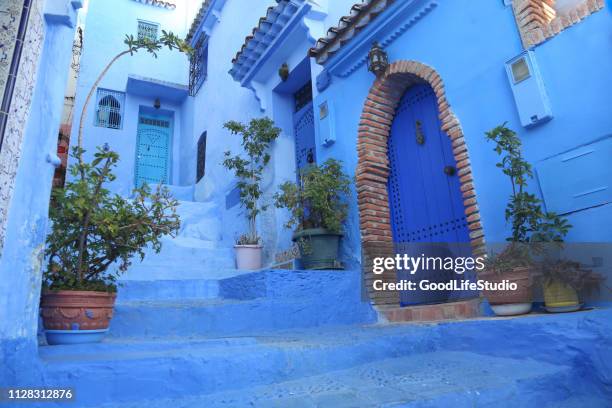 street in chefchaouen - chefchaouen medina stock pictures, royalty-free photos & images