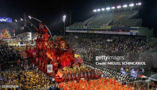 General View of Colorado do Bras samba school float during the first night of carnival in Sao Paulo's Sambadrome, Brazil on March 1, 2019.