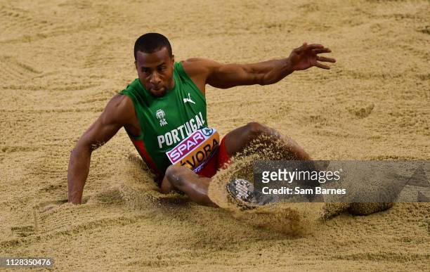 Scotland , United Kingdom - 1 March 2019; Nelson Évora of Portugal competing in the Men's Triple Jump during day one of the European Indoor Athletics...