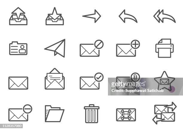 post-linie icons set - briefkasten stock-grafiken, -clipart, -cartoons und -symbole