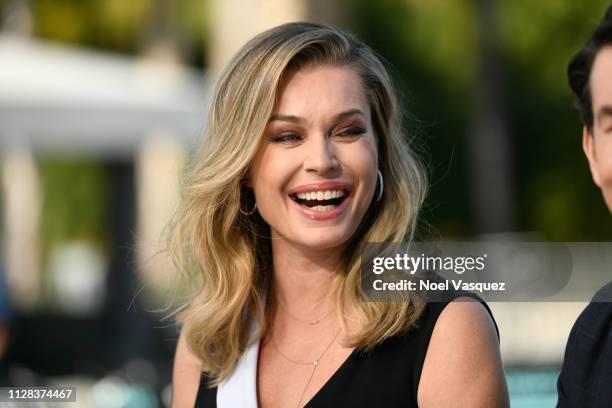 Rebecca Romijn visits "Extra" at Universal Studios Hollywood on February 08, 2019 in Universal City, California.