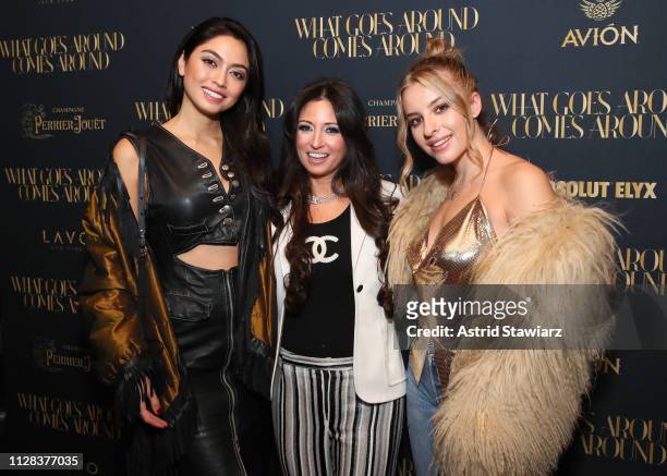 Ambra Battilana Gutierrez, and Sophie Beem attend the What Goes Around Comes Around Madison Avenue Flagship Opening Celebration After Party with...