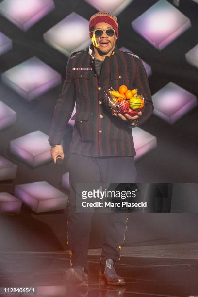 Rapper Didier Morville a.k.a. Joey Starr attends the 34th Victoires de la Musique ceremony at La Seine Musicale on February 08, 2019 in...