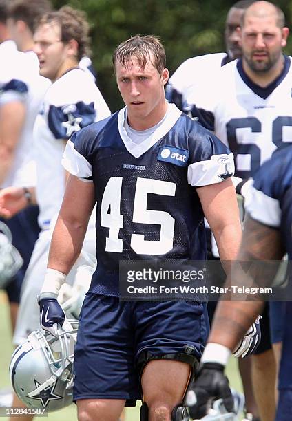 Dallas Cowboys linebacker Sean Lee is shown during the Dallas Cowboys OTA workout on Tuesday, June 8, 2010 at Valley Ranch in Irving, Texas.