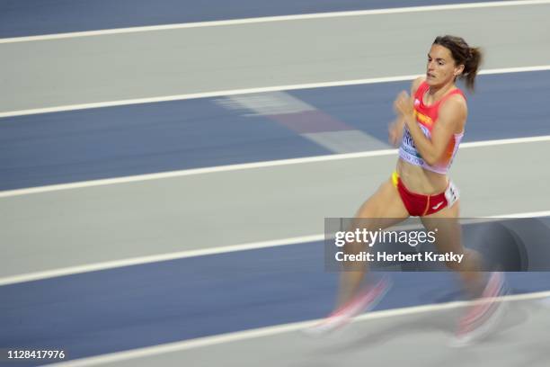 Esther Guerrero of Spain competes in the semifnals of the women's 800m event on March 2, 2019 in Glasgow, United Kingdom.