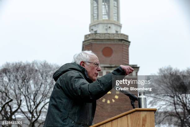 Senator Bernie Sanders, an Independent from Vermont and 2020 presidential candidate, speaks during a campaign rally in the Brooklyn Borough of New...