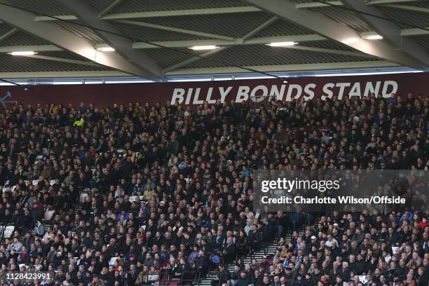 The newly named Billy Bonds Stand during the Premier League match between West Ham United and Newcastle United at London Stadium on March 2, 2019 in...