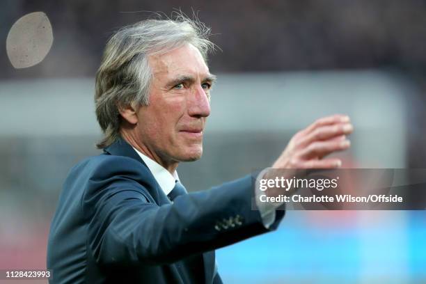 Teary eyed Billy Bonds looks towards the crowd as he walks onto the pitch to open a stand named after him ahead of the Premier League match between...