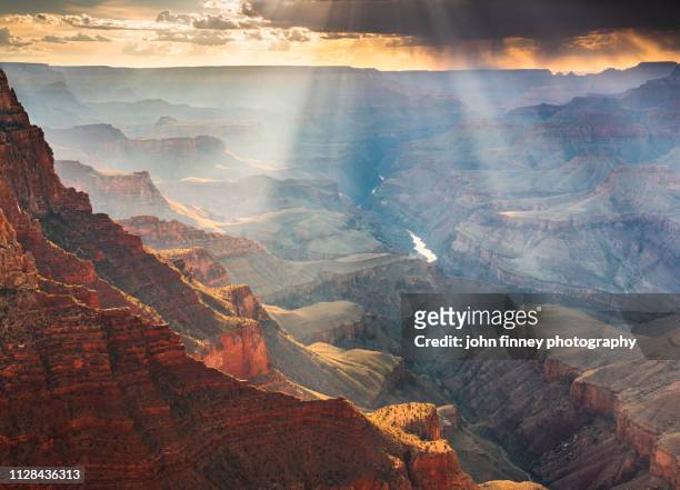 monsoon sunset over the grand canyon, arizona, usa - 壮大な景観 ストックフォトと画像