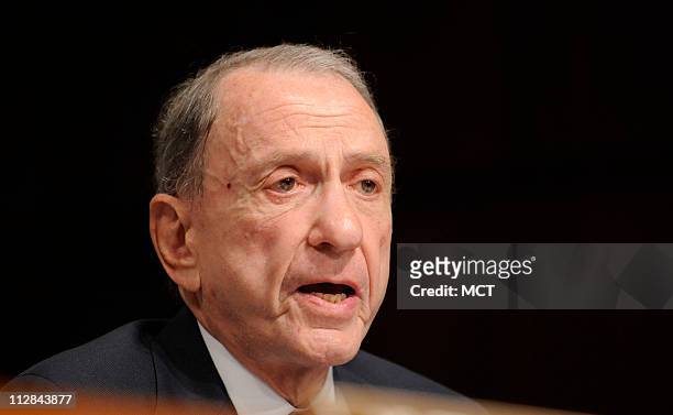 Sen. Arlen Specter speaks to U.S. Solicitor General Elena Kagan during the Senate Judiciary Committee hearing on her nomination to be an associate...