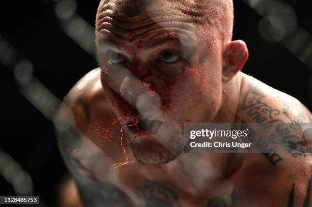 Anthony Smith looks on during his light heavyweight championship bout against Jon Jones during the UFC 235 event at T-Mobile Arena on March 2, 2019...