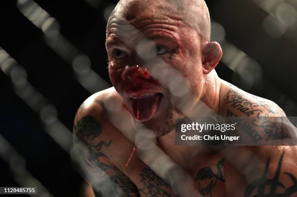 Anthony Smith looks on during his light heavyweight championship bout against Jon Jones during the UFC 235 event at T-Mobile Arena on March 2, 2019...