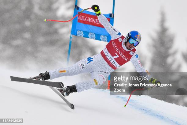 Dominik Paris of Italy competes during the Audi FIS Alpine Ski World Cup Men's Super G on March 3, 2019 in Kvitjell Norway.