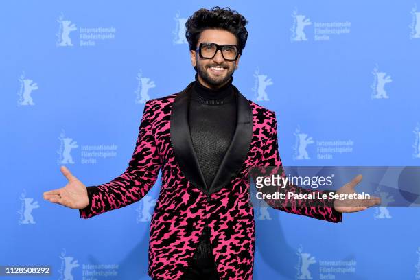 Ranveer Singh poses at the "Gully Boy" photocall during the 69th Berlinale International Film Festival Berlin at Grand Hyatt Hotel on February 09,...