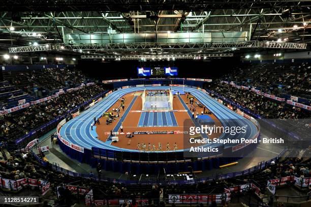 General view of the arena during Day One of the SPAR British Athletics Indoor Championships at Arena Birmingham on February 09, 2019 in Birmingham,...