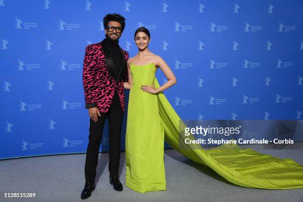 Ranveer Singh and Alia Bhatt pose at the "Gully Boy" photocall during the 69th Berlinale International Film Festival Berlin at Grand Hyatt Hotel on...