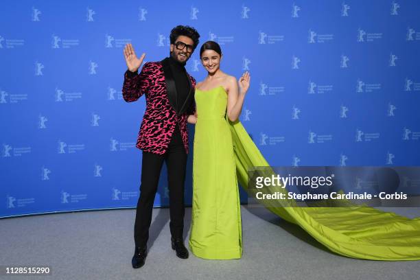 Ranveer Singh and Alia Bhatt pose at the "Gully Boy" photocall during the 69th Berlinale International Film Festival Berlin at Grand Hyatt Hotel on...