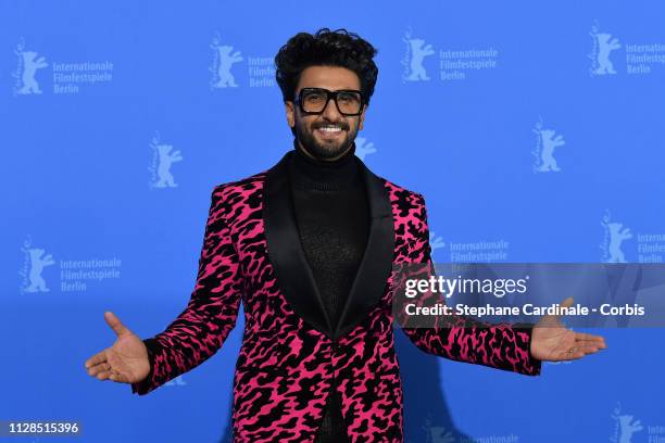 Ranveer Singh poses at the "Gully Boy" photocall during the 69th Berlinale International Film Festival Berlin at Grand Hyatt Hotel on February 09,...