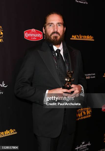 Actor Jim Caviezel visits the Press Room for the 27th Annual Movieguide Awards Gala at Universal Hilton Hotel on February 08, 2019 in Universal City,...