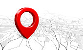 Navigation map. Street 3d location pin locator, pins pointer navigator maps and locations marker vector illustration