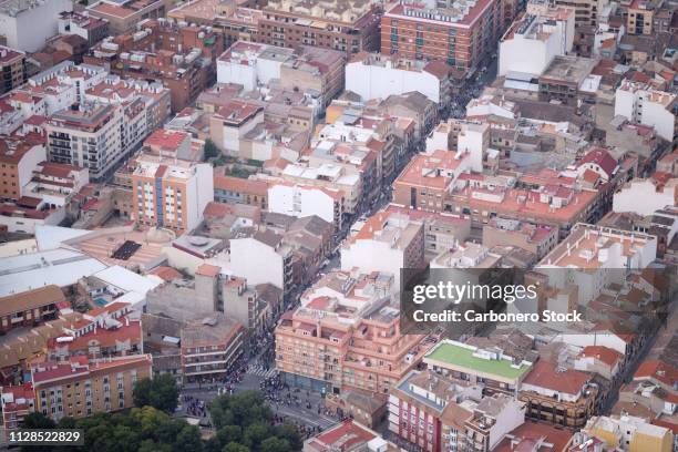 ciudad española en fiestas - estructura de edificio stock pictures, royalty-free photos & images