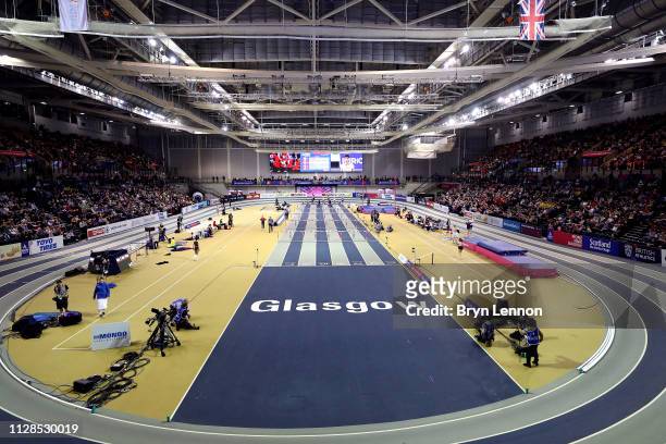 General view on day three of the 2019 European Athletics Indoor Championships at Emirates Arena on March 3, 2019 in Glasgow, Scotland.
