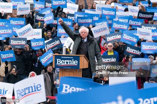 Democratic Presidential candidate US Senator Bernie Sanders launches first presidential campaign rally with more than 10000 in attendance at Brooklyn...