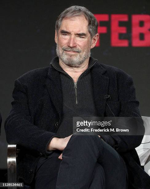 Timothy Dalton of the television show "Doom Patrol" speaks during the Warner Bros., segment of the 2019 Winter Television Critics Association Press...