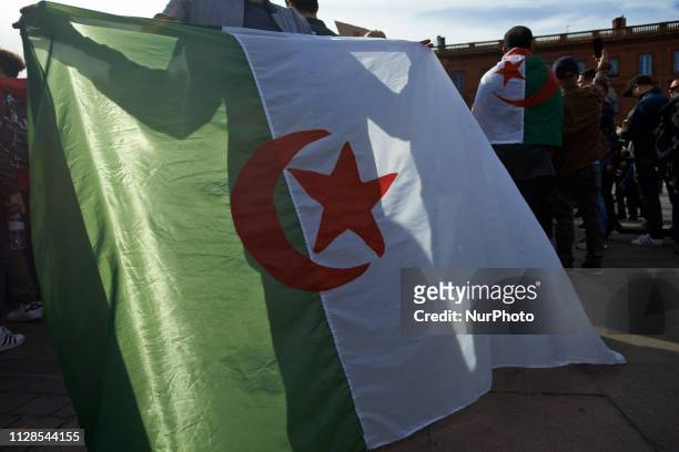 Algerians in Toulouse gathered on the main square of Toulouse, the Capitole, to protest against the re-election bid of Algerian President Abdelaziz...