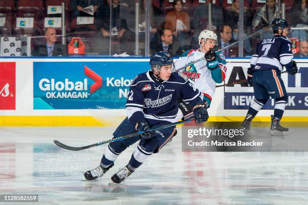 Martin Lang of the Kamloops Blazers skates against the Kelowna Rockets at Prospera Place on February 2, 2019 in Kelowna, Canada.