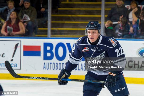 Martin Lang of the Kamloops Blazers skates against the Kelowna Rockets at Prospera Place on February 2, 2019 in Kelowna, Canada.