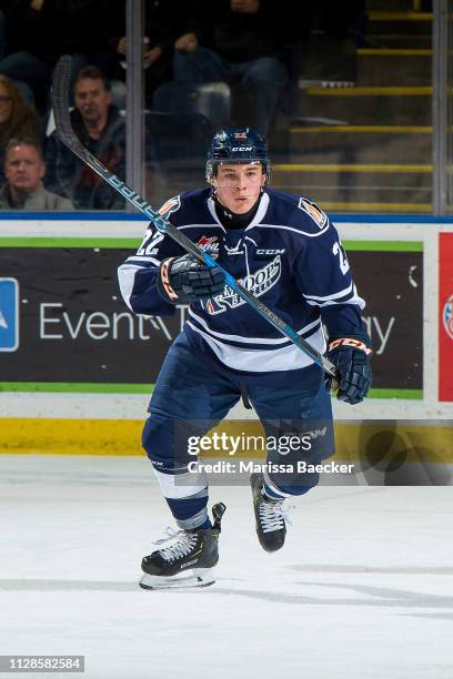 Martin Lang of the Kamloops Blazers skates against the Kelowna Rockets at Prospera Place on February 2, 2019 in Kelowna, Canada.