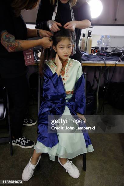 Oscar Cao attends Amelie Wang front row during New York Fashion Week: The Shows at Industria Studios on February 09, 2019 in New York City.