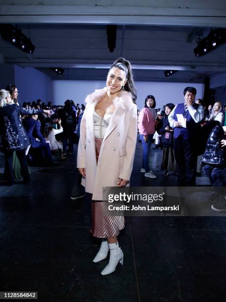 Kim Maresca attends Amelie Wang front row during New York Fashion Week: The Shows at Industria Studios on February 09, 2019 in New York City.