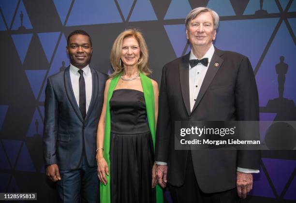 David Oyelowo, Dawn Hudson, and John Bailey arrive at the Academy of Motion Picture Arts and Sciences' Scientific and Technical Awards ceremony on...