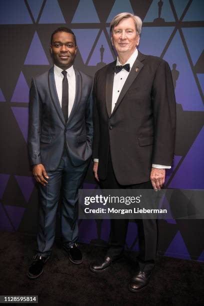 David Oyelowo and John Bailey arrive at the Academy of Motion Picture Arts and Sciences' Scientific and Technical Awards ceremony on February 9, 2019...