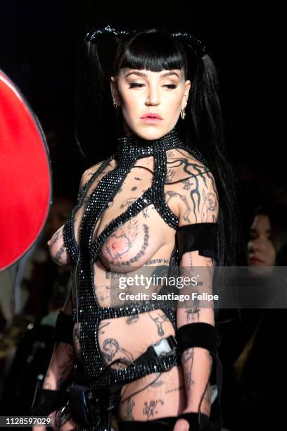 Brooke Candy performs on the runway during Kaimin Fall / Winter 2019 on February 09, 2019 in New York City.