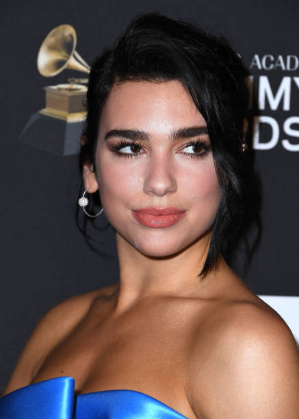 Dua Lipa arrives at the The Recording Academy And Clive Davis' 2019 Pre-GRAMMY Gala at The Beverly Hilton Hotel on February 09, 2019 in Beverly...